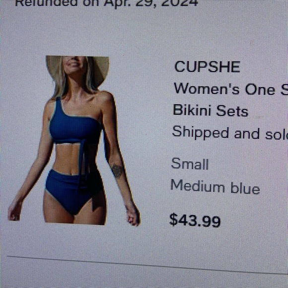 NEW CUPSHE Women’s one shoulder bikini small blue - Picture 2 of 2